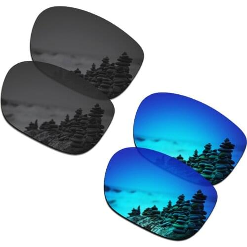 SmartVLT 2 Pairs Polarized Sunglasses Replacement Lenses for Oakley LBD Stealth Black and Ice Blue