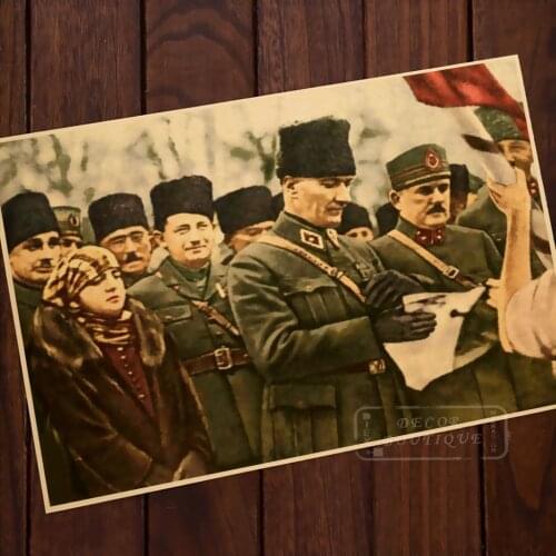 Modern Turkey kemal ataturk revolution Painting Art Vintage Retro Canvas Frame Poster DIY Wall Home Posters Home Decor Gift