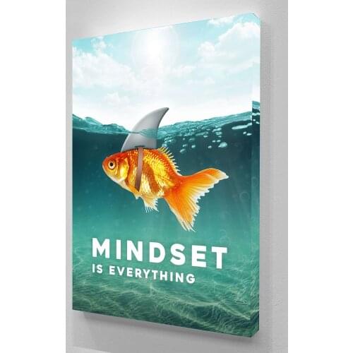 Modern Wall Art Poster Animal Picture Canvas Painting Mindset Is Everything Motivational Shark Fish for Home Decor Teenager