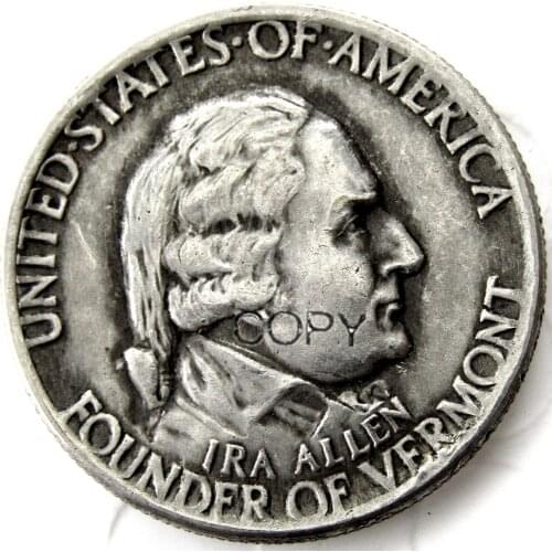 US 1927 Verment Commemorative Half Dollar Silver Plated Copy Coin