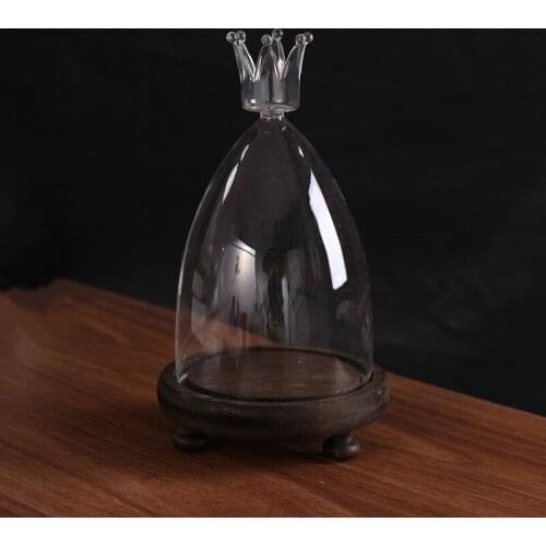 Small Size Cone Shaped Different Top Glass Dome Vase Home Decoration Creative Antique Base Cover Friend Gift Wedding
