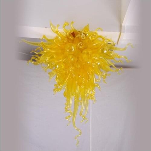 Hot Sale AC LED Bulbs Yellow Blown Murano Style Glass Modern Art Chandeliers Glass Chandeliers Blown Murano Glass Chandeliers