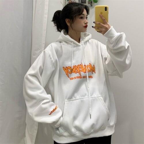 Womens Sweatshirts Casual Loose Lazy Letter Print Sweatshirt Japanese Harajuku Ulzzang Female Korean Kawaii Clothing For Women