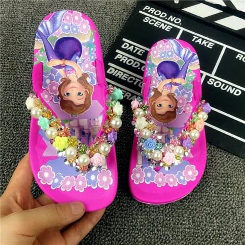 Disney slippers childrens summer baby indoor Princess Sophia cartoon non-slip soft sole Iron Man flip-flops beach shoes