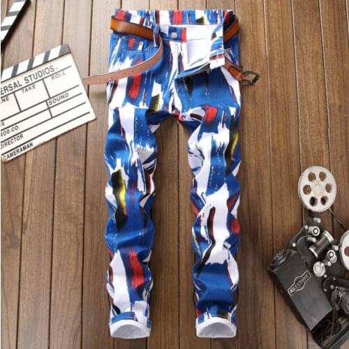 Vaqueros hombre 3D three-dimensional jeans men stretch digital printing pants Teen Mens Tights 2020 autumn and winter