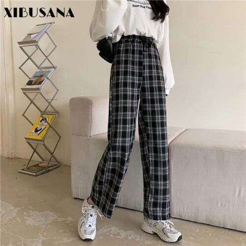 XIBUSANA Women's Plaid Trousers