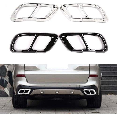 Yubao 2Pcs Glossy Black / Silver Stainless Steel Car Exhaust Pipe Cover Trim For BMW X5 G05 X7 G07 2019 Year Car Accessories