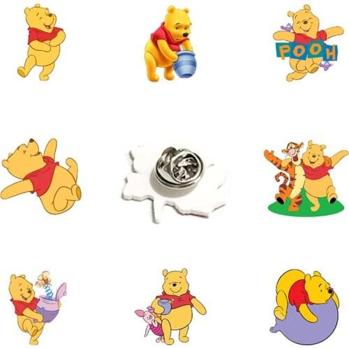 Disney Creative Animation Modeling Lapel Pin Winnie The Pooh Resin Acrylic Jewelry Cartoon Children Jewelry Gift