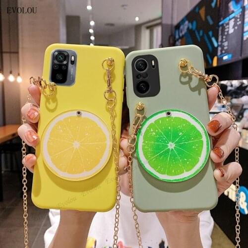Makeup Mirror Back Cover For Redmi Note 10 Pro 10S 9T 9C Note 9 Pro Max K40 Pro Plus K30 Ultra Lanyard Strap Silicone Phone Case