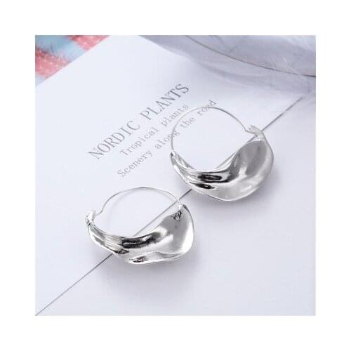 New Design Silver Color Classic Stainless Steel Women Hoop Geometry Earrings Girls Fashion Earrings Round