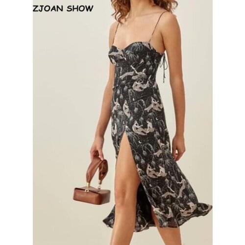 Vintage French Tube Top Women Dress Bandage Lacing up Spaghetti Strap Mid-Calf Slit Dresses Slim Vestidos Female Clothes