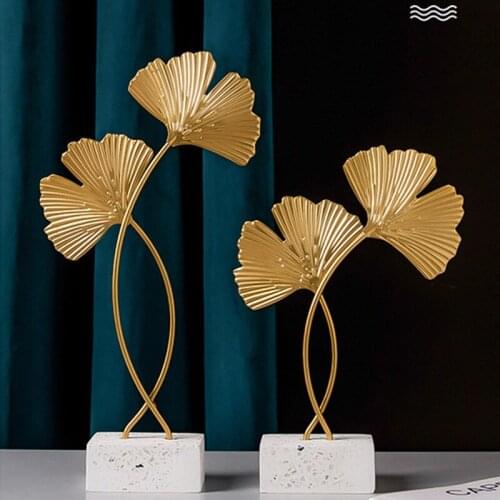 Golden Ginkgo Leaf Model Home Decoration Ins Iron Art Restaurant Office Tabletop Figurines Living Room Plant Sculpture Ornament