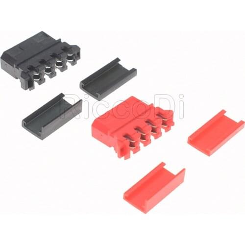 10/30/50/100Sets5.08mm Pitch 4Pin Power Crimp Connector With 180 90 Degree Cap DIE 4Piin Power Connector Black Red Color