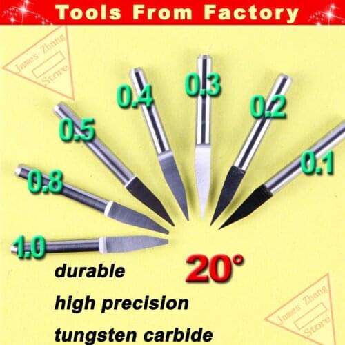 10pcs New Carbide PCB CNC Engraving Machine Router V Bits 20 Degree 0.5mm HUHAO # J3.2005