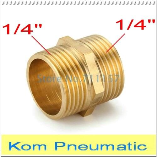 10pcs/lot High Quality 1/4" x 1/4" bsp Hex Nipple Brass Threaded Pipe Fitting Equal Male Straight 1/4 Inch Thread