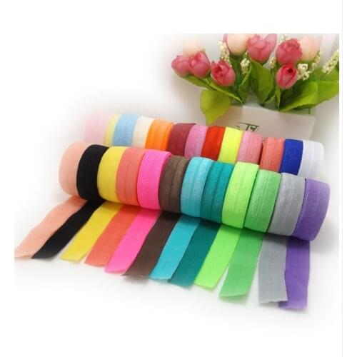 10Yards Solid Color Cheap Shiny Fold Over Elastic FOE Spandex Band Kids Hair Tie Headband Dress Lace Trim Sewing 5/8" 15mm