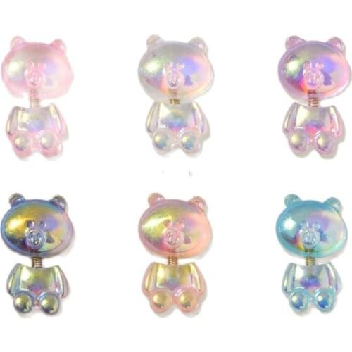 100pcs Korea Aurora Shaking Bear Nail Art Accessories For UV Gel Nails Design Manicuring Symphony Bear 3D Decorations10.5*16.5mm