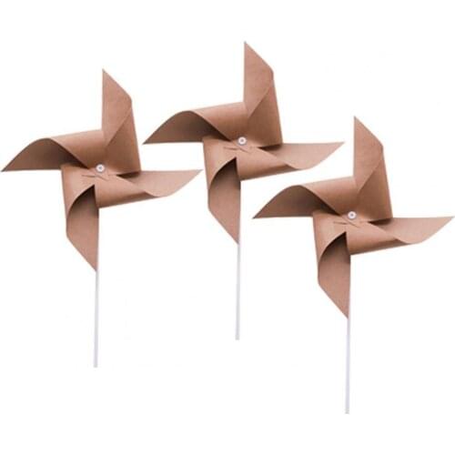 3 Pcs Windmills Mini Exquisite Kraft Paper Spinning Pinwheels Reusable Party Pinwheel Kraft Paper Wind Spinners Photography Prop