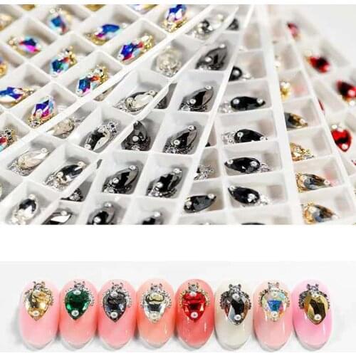 5Pcs Nail Art Crystal Rhinestones Drop Design Diamond Alloy 3D Nail Art Sticker Gems UV Gel Luxury Jewelry Manicure Charms