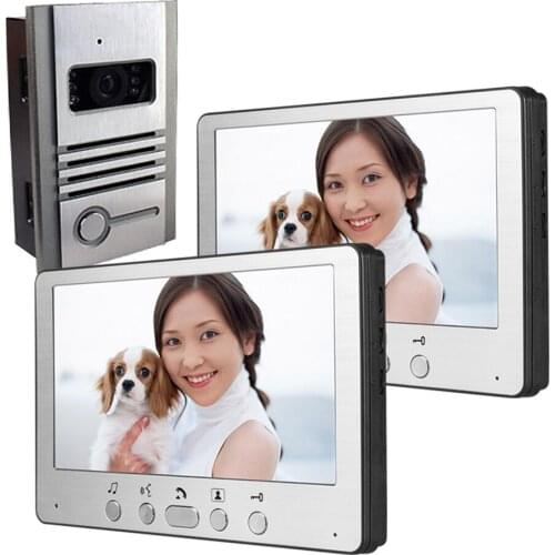 7 Inch IR Night Vision With 2 Monitor Intercom System Wired Video Door Phone