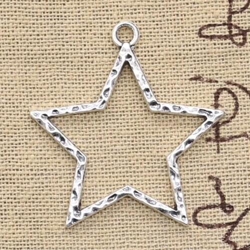 8pcs Charms Hollow Star 37x35mm Antique Making Pendant fit,Vintage Tibetan Silver color,DIY Handmade Jewelry
