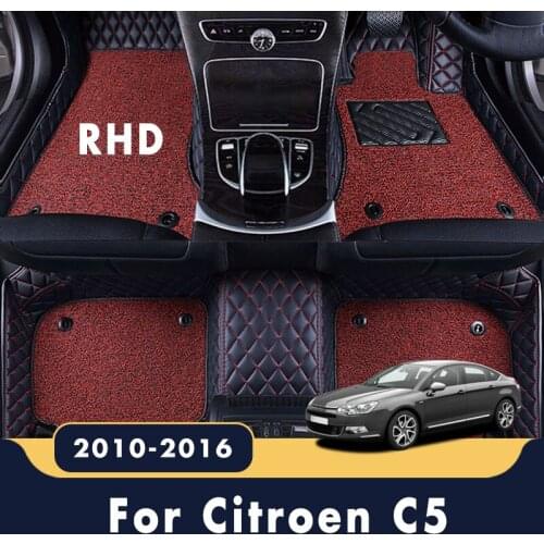 RHD For Citroen C5 2016 2015 2014 2013 2012 2011 2010 Car Floor Mats Double Layer Wire Loop Carpets Auto Luxury Rugs Covers