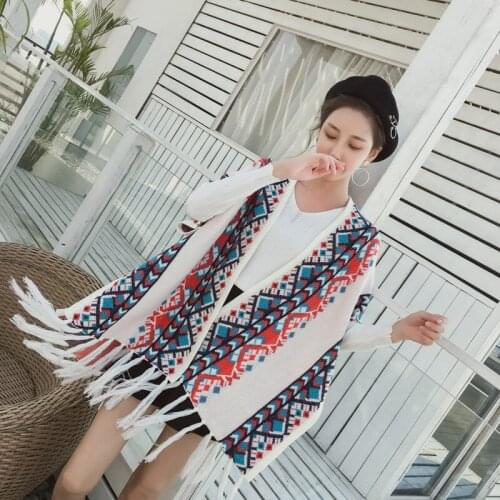 Bohemian winter warm shawl scarf dual-use female spring and autumn thick long sweater cloak coat