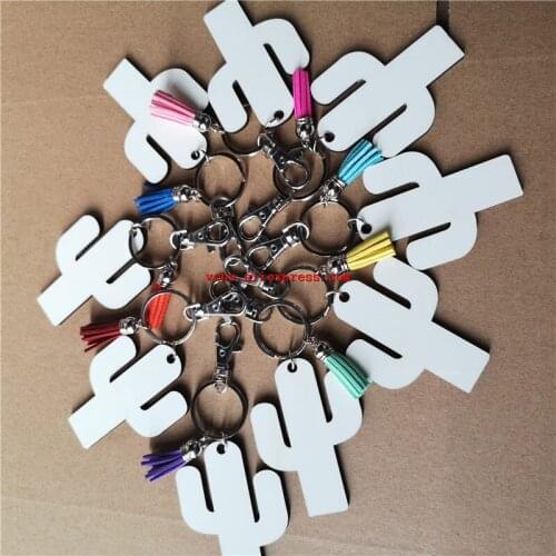 Sublimation white blank mdf Cactus keychains key ring hot transfer printing blank diy materials 15pcs/lot