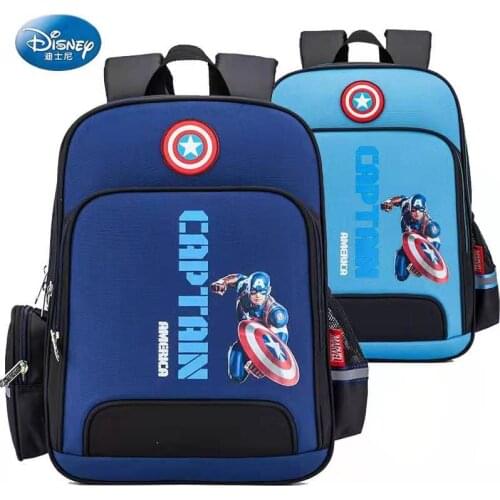 Disney Marvel School Bags For Boys Captain America Primary Student Shoulder Backpack Orthopedic Large Capacity Kids Gift Mochila
