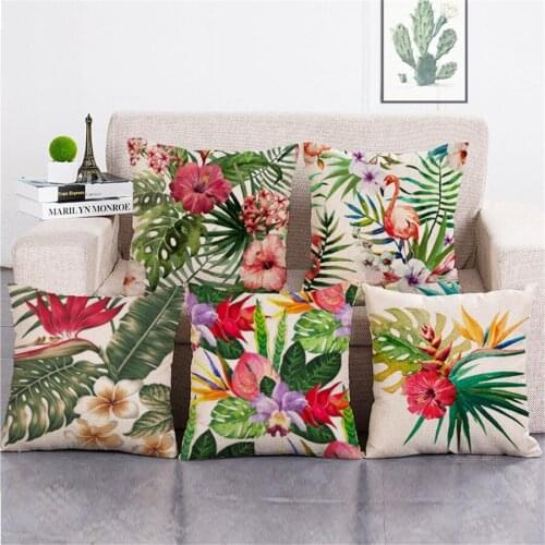 ZXZXOON Home textile Tropical rainforest cauliflower leaves pillowcase cover square cushion cover for sofa home bedroom