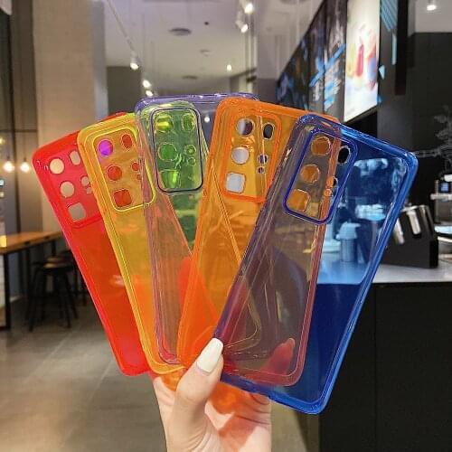 Fluorescent Color Shockproof Phone Case For Xiaomi Redmi Note 10 Pro Case Soft TPU Clear Cover For Xiaomi Mi 11 Lite F3 K40