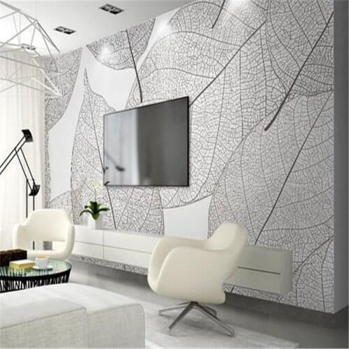 Custom 3d modern photo bed room TV background non-woven wallpaper 3d modern simple blade texture wallpaper home decoration