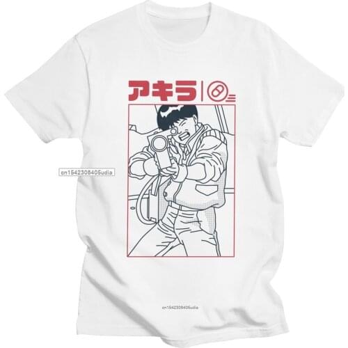 Cool Fashion Anime Akira Tshirt Men O-Neck Short Sleeve Neo Tokyo T Shirt Shotaro Kaneda Casual Tee Cotton Slim Fit Tops Tshirt