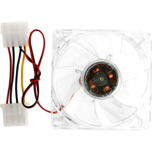 J0PB Clear 4-LED Blue Neon Light 80mm 12V 0.18A PC Computer Case Cooling Fan 8025