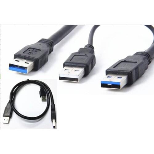 USB3.0 mobile hard disk cable 3A data cable USB hard disk cable Three-head USB cable 3.0 male double USB
