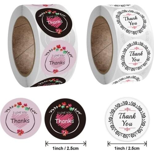 Cute Floral I Love You Thank you Sticker 500pcs DIY Personalized Gift Decoration Handmade Wedding Party Business Package Labels