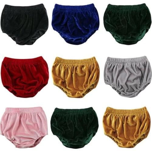 Fashion Casual Newborn Toddler Kids Baby Girl 9 Color Velvet Bottoms Bloomer Elastic Waist Shorts Solid Brief Shorts Outfit 0-3Y