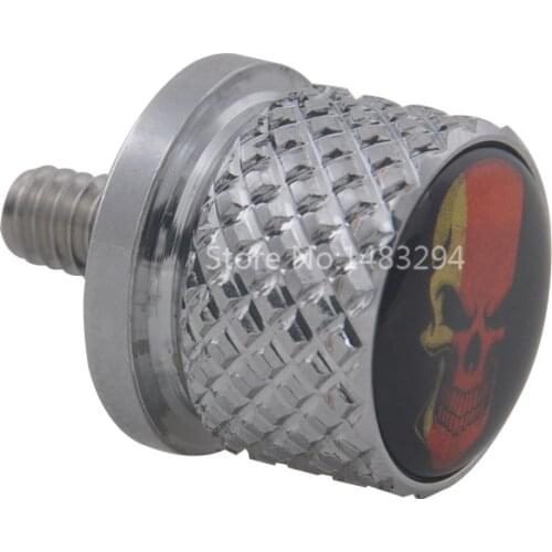 Motorcycle Chrome Skull German Flag Style Rear Aluminum Billet Screw Seat Bolt Nut Fit For Harley Universal New
