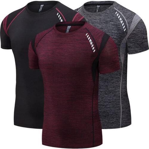 Mens Shirt Summer New Short Sleeve Sports Quick Drying Breathable Training Compression Jogging Tights Gym Fitness Workout Shirt