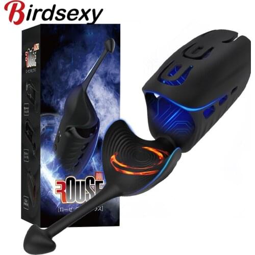 Heating Male Masturbating Vibrator Penis Delay Trainer Vibrator Sex Toys for Men Automatic Oral Climax Glans Massager Pussy Cup