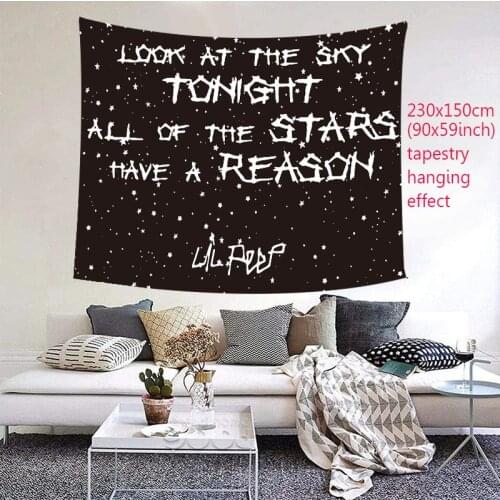 Black Sky Star Tapestry Hippie Moon Letter Tapiz Wall Hanging Tapestry Wall Carpet Cloth Ceiling Background Home Decor 95x73cm