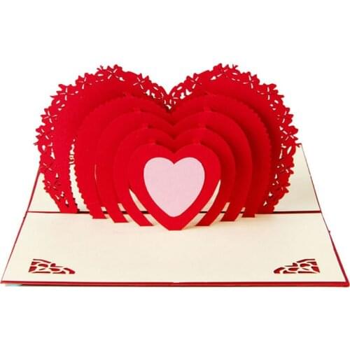 3D Pop Up Laser Cut Greeting Cards for Valentines Day Vintage Kirigami Origami Thank You Love in the Heart