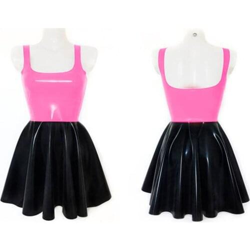 Plus Size Pleated PVC Dress Women Summer Splicing Color A-line Sleeveless Mini Dresses Sundress Fashion Club Streetwear Vestidos