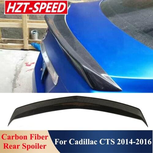 Real Carbon Fiber Rear Trunk Wing Spoiler For Cadillac CTS-V Sedan Car Body Kit Modification Part 2014-2016