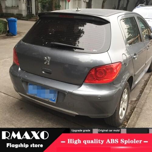 For Peugeot 307 Spoiler 2008-2013 Peugeot 307 High Quality ABS Material Car Rear Wing Primer Color Rear Spoiler