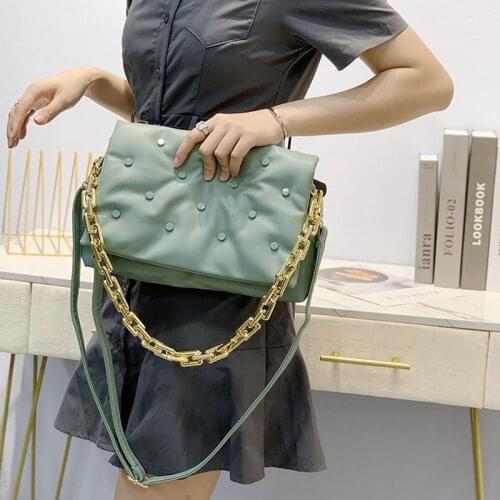 Chain PU Leather Crossbody Bags For Women 2021 Fashion Branded Shoulder Handbags And Purses Female Black Clutch Lady Hobo Bag