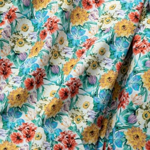 Pure cotton super dense poplin fabric High end digital printing tissu designer custom clothing skirt patchwork