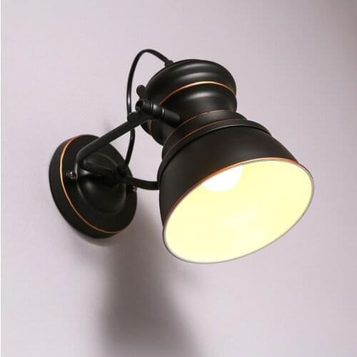 Cafe E27 led down light Industrial Bar lighting black iron wall lamp light Kitchen Bedroom indoor wall Light antique Luminaire