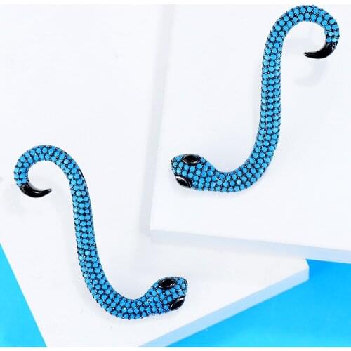 Unique Creeping Snake Shape AAA Full Cubic Zirconia Stud Earrings For Women Girls Party Wearing High Quality 2020 New Hot Trendy