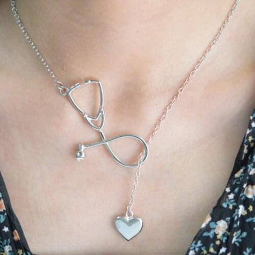 Women Love Heart Choker Necklace Fashion Stethoscope Necklace & Pendants for Women/Girl Gift